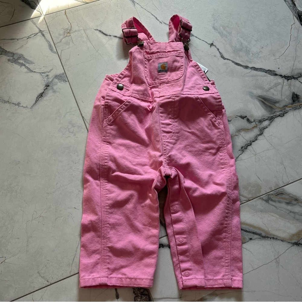 Carhartt Kids Overalls in Bright Pink